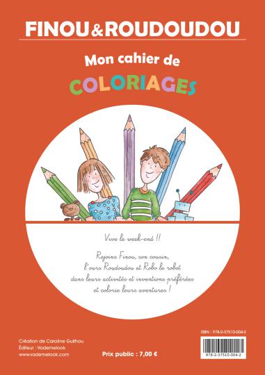 Cahier de coloriages À vos marques ! Prêts, feu, jouez ! de Finou &#38; Roudoudou